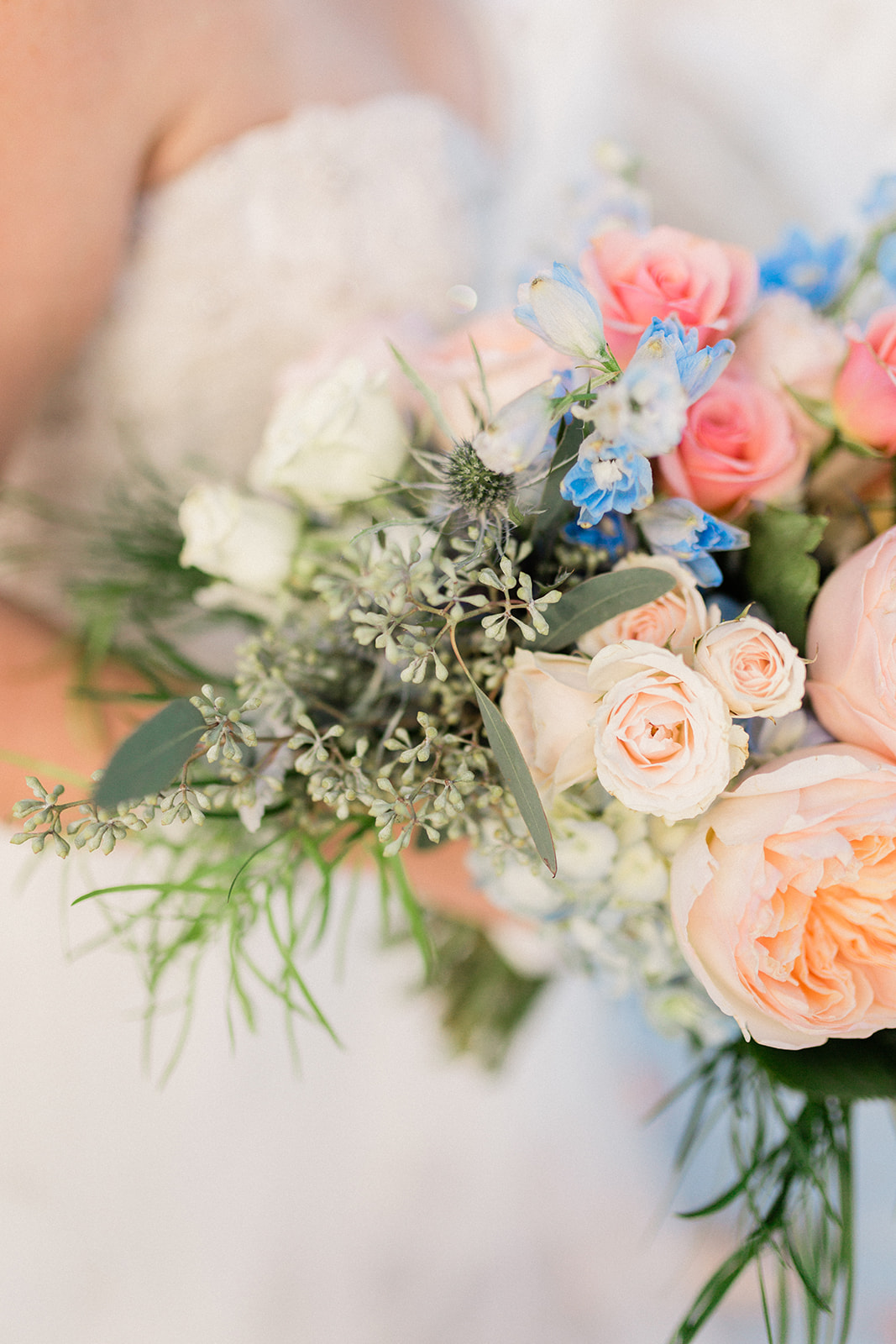 colorful wedding bouquet for beach wedding