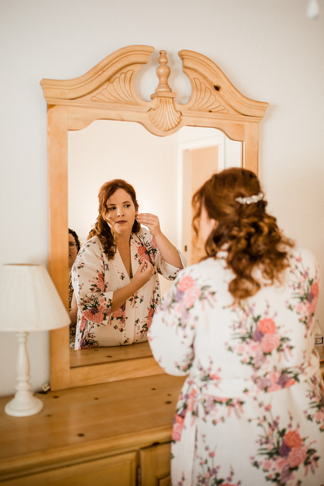 bride getting ready for her beach wedding