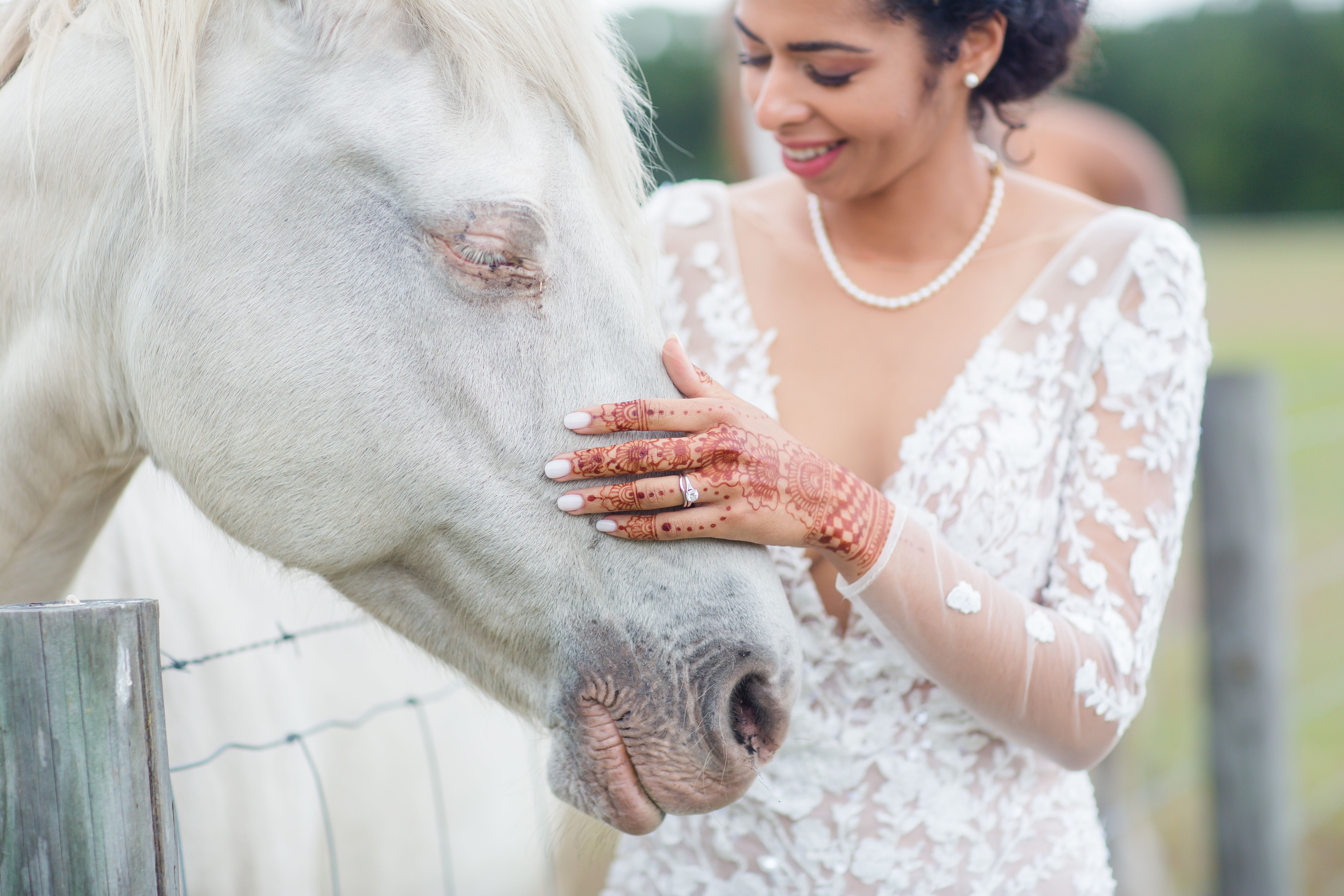 Bride and Horse; Oaks of Devonaire Wedding; Precious Moments Events