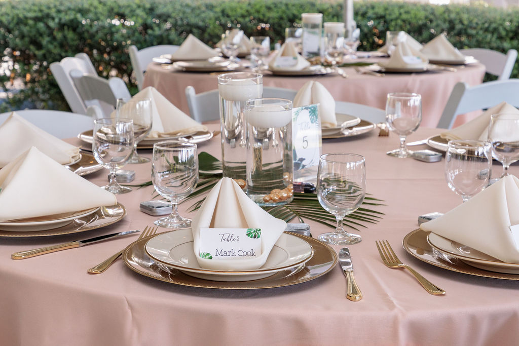 Tablescape; Marie Selby Botanical Gardens' Historic Spanish Point Wedding; Precious Moments Events