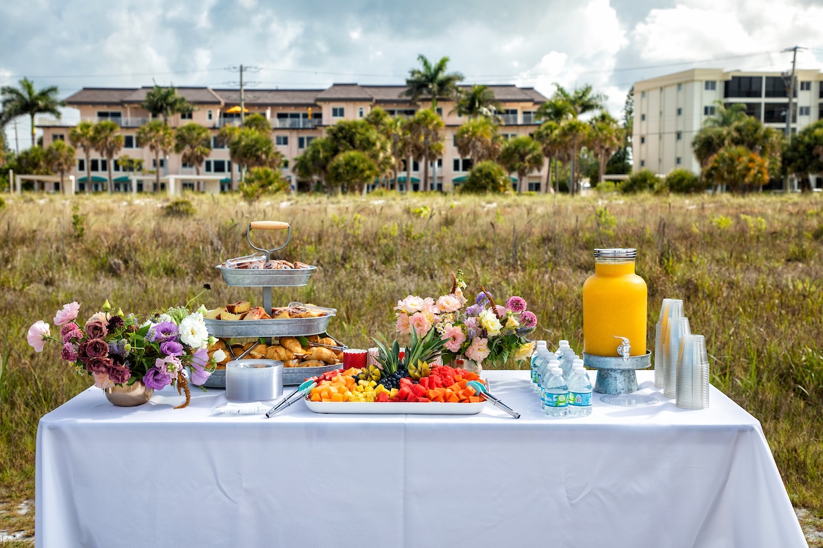 outdoor brunch buffet at Siesta Key wedding