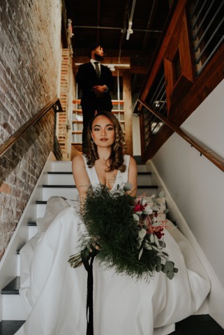 bride and groom at Brick and Beam