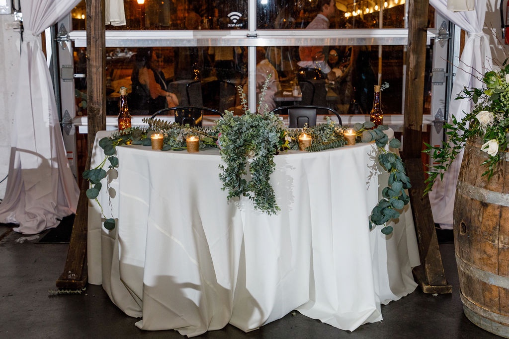 Sweetheart Table; Millennial Brewing Company Weddings; Precious Moments Events