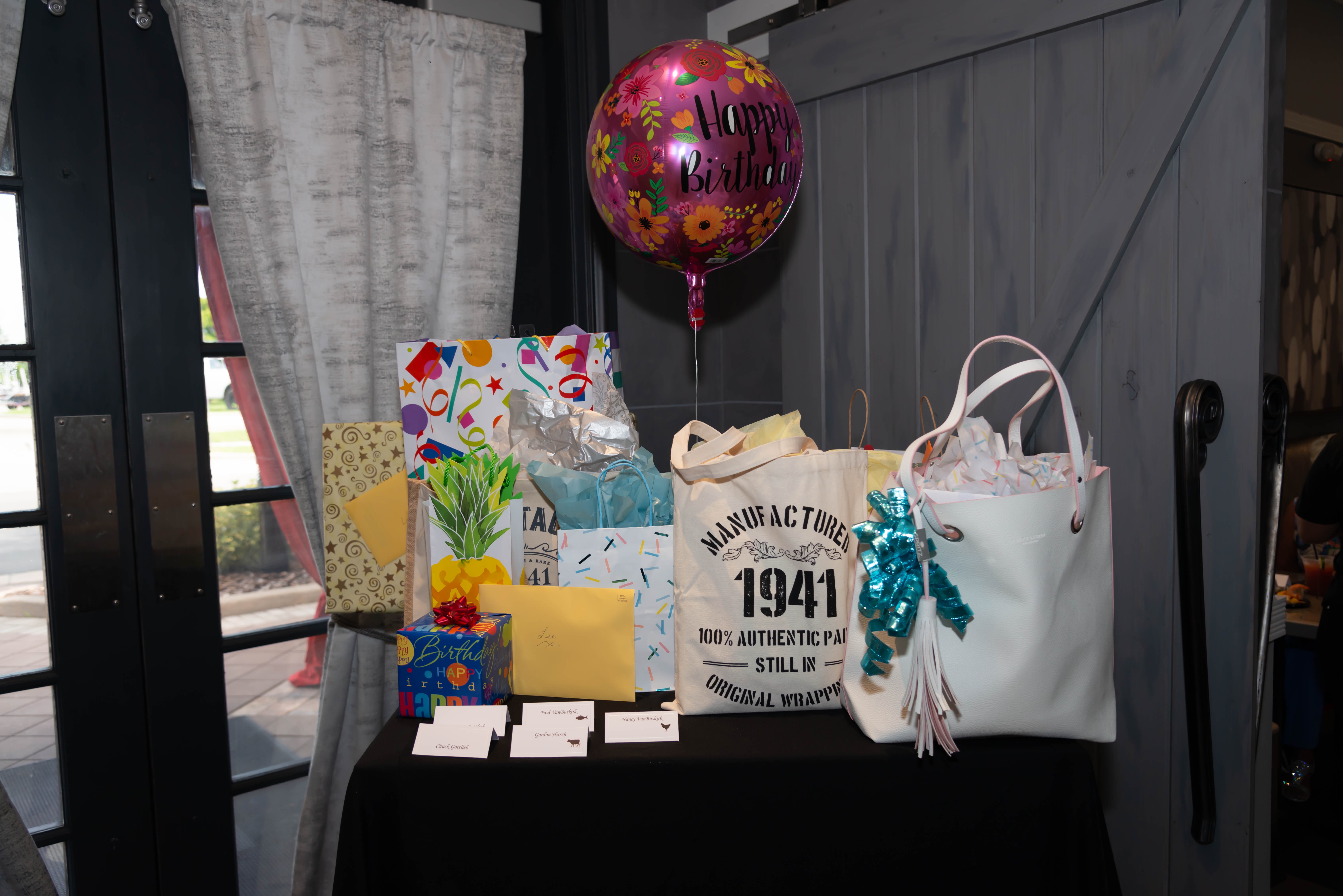 present table at 80th birthday part