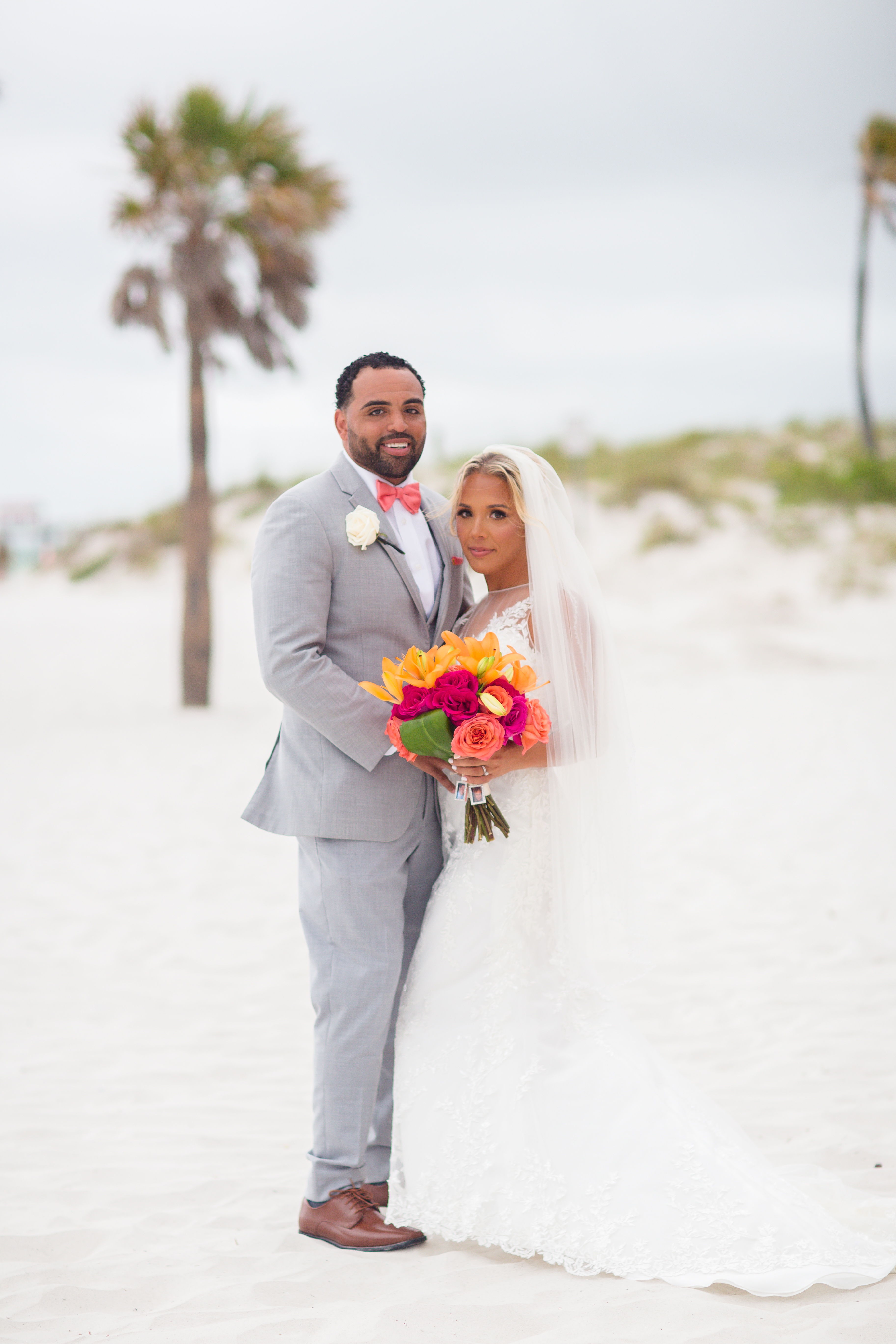 bride and groom portraits on Clearwater Beach