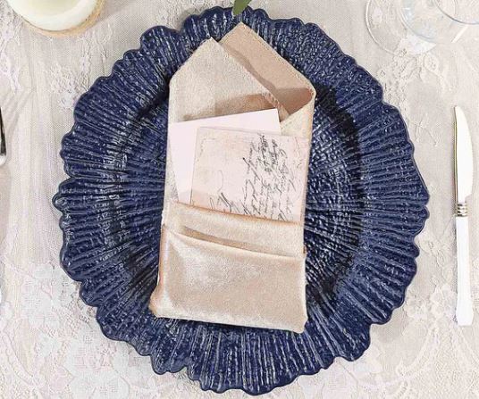 Navy Round Reef Acrylic Plastic Charger ; Precious Moments Events