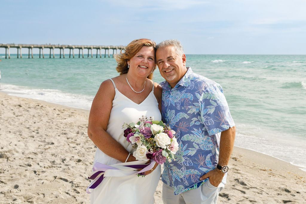 bride and groom on Florida beach