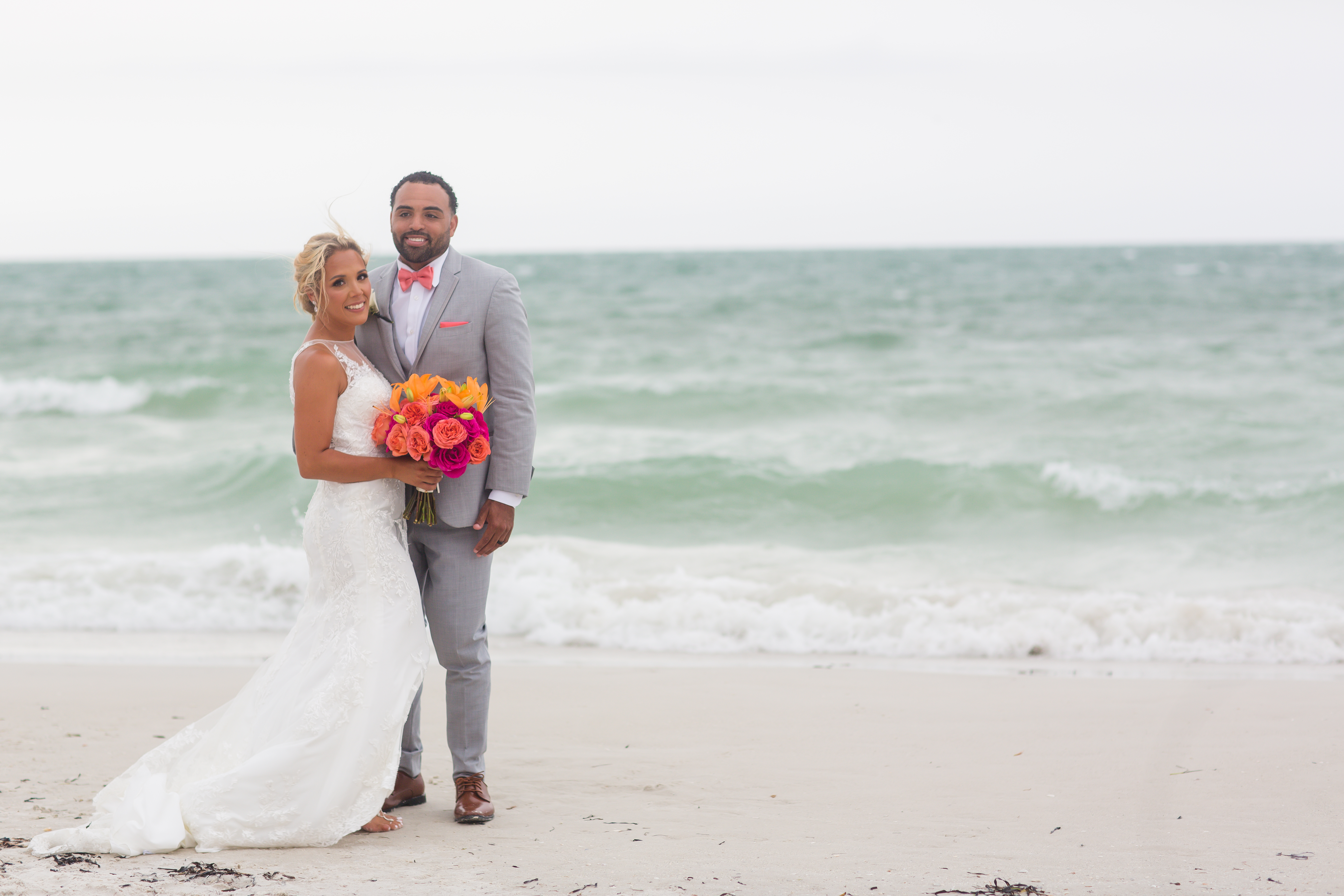 bride and groom on Clearwater Beach