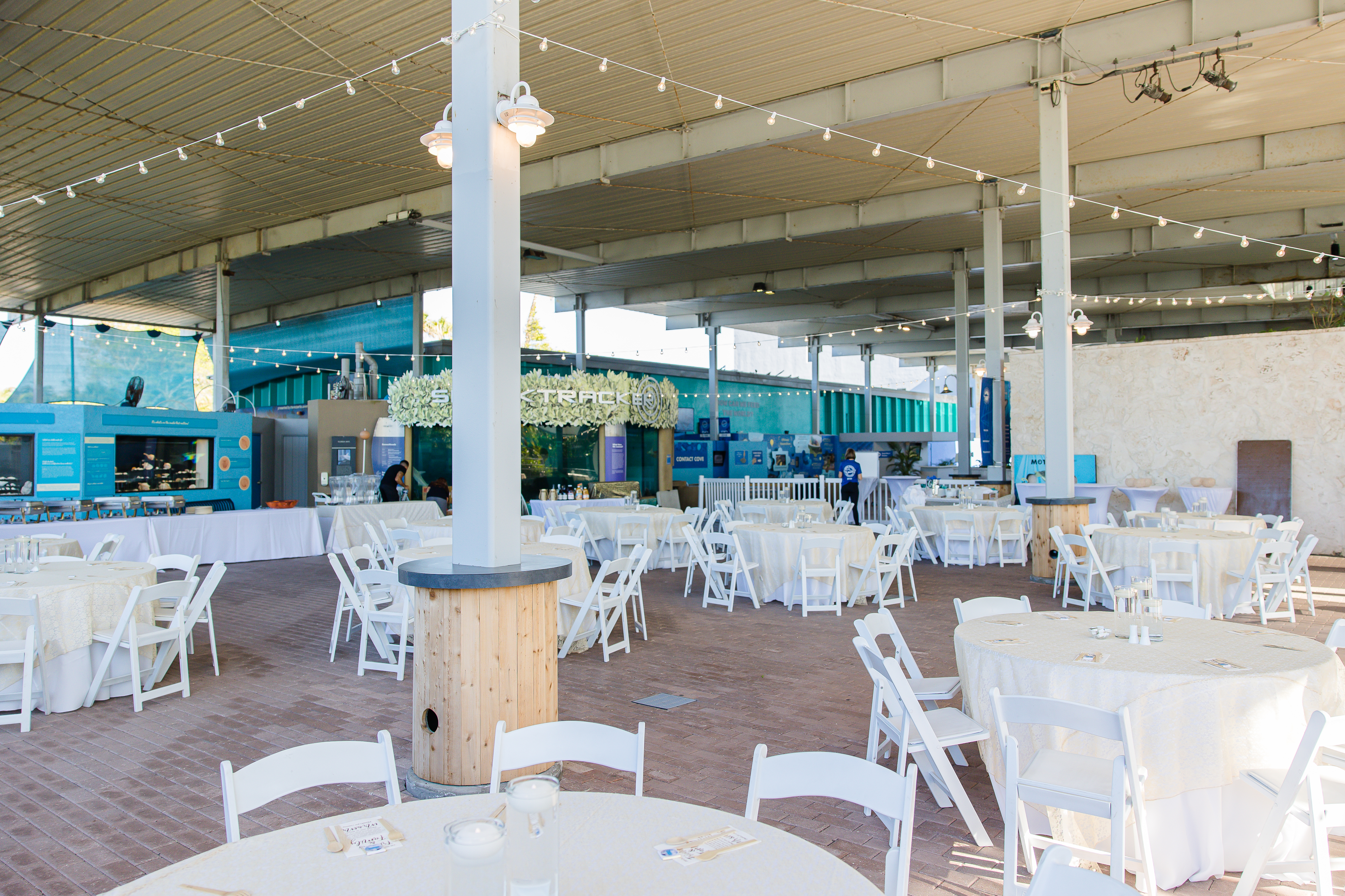 Courtyard Wedding Reception Mote Marine Laboratory & Aquarium Wedding; Precious Moments Events Wedding