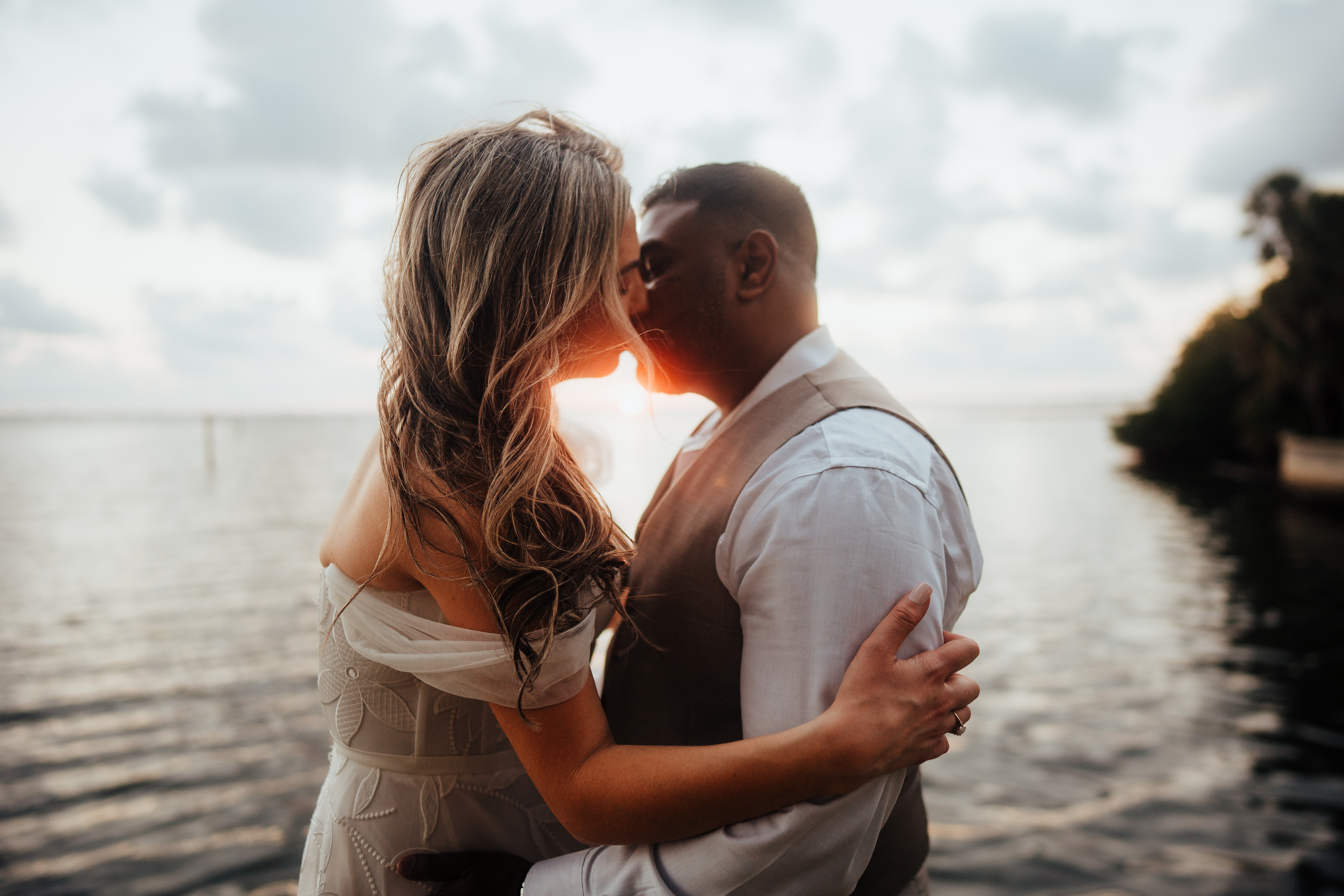 sunset bride and groom portraits