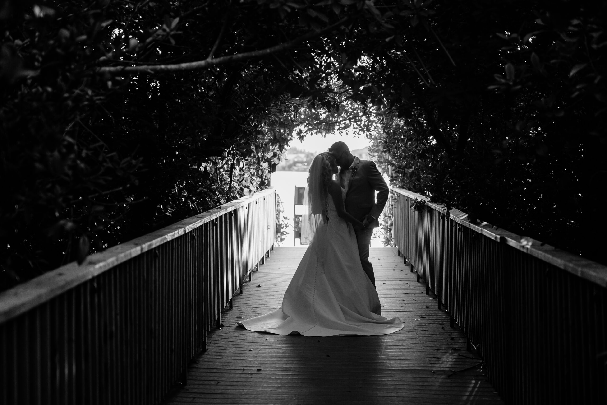 bride and groom portraits at Mote Marine Laboratory & Aquarium