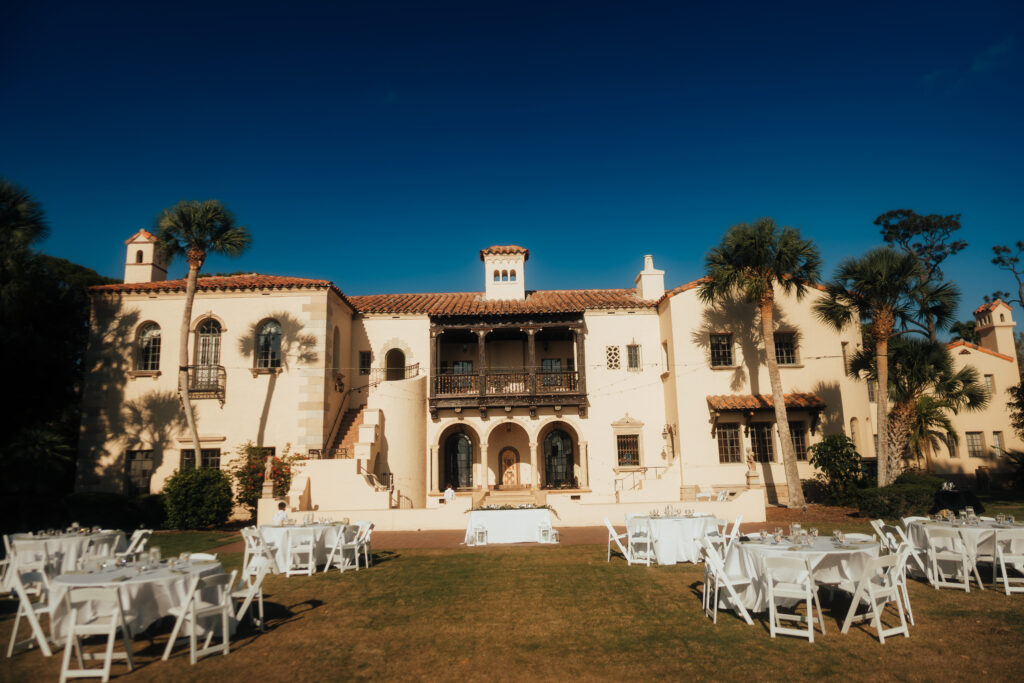 outdoor wedding reception at Powel Crosley Estate