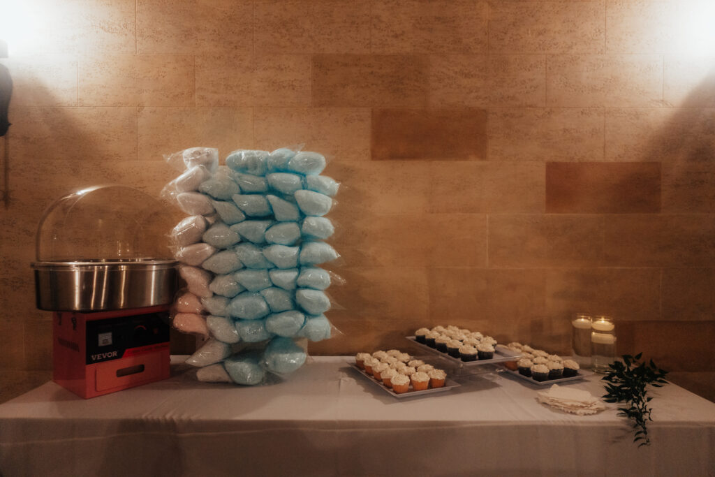 cotton candy dessert table at wedding