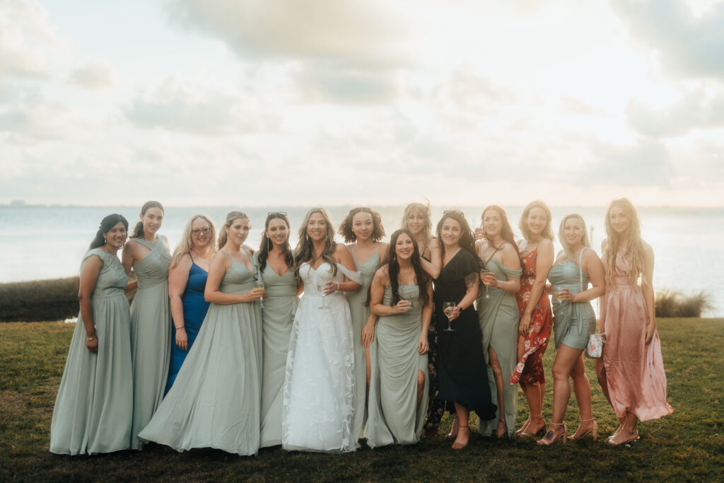 bridesmaids with sage dresses