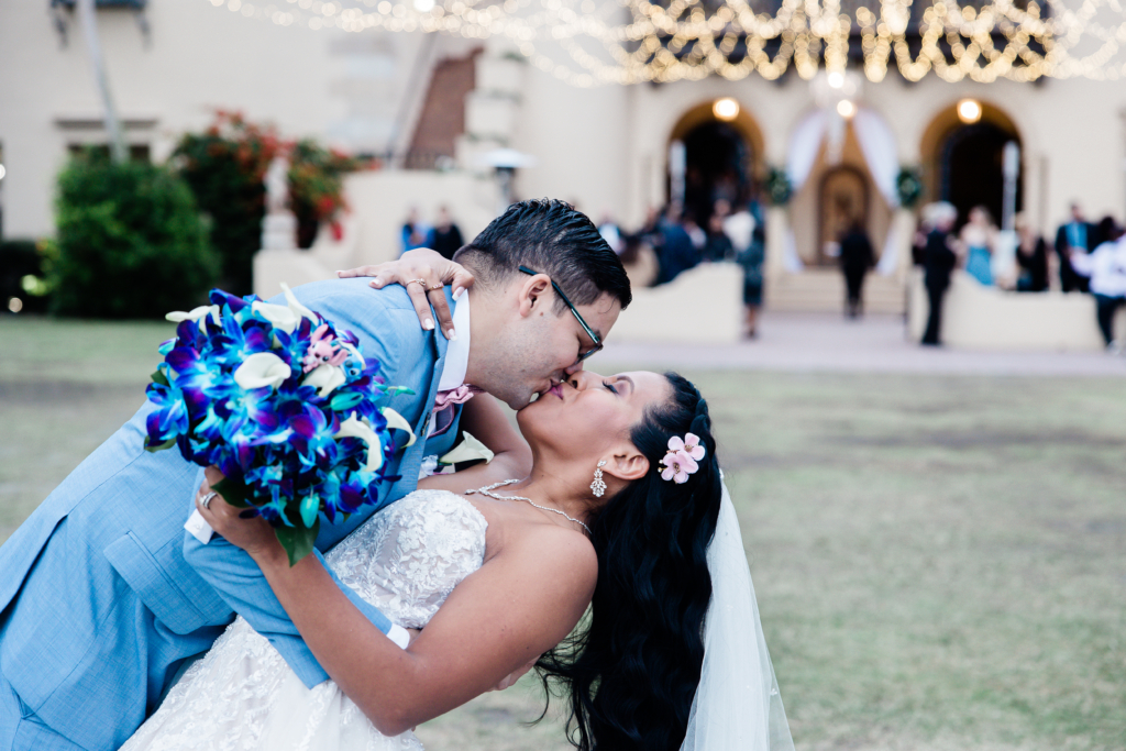 couple portraits at outdoor wedding reception at Powel Crosley Estate