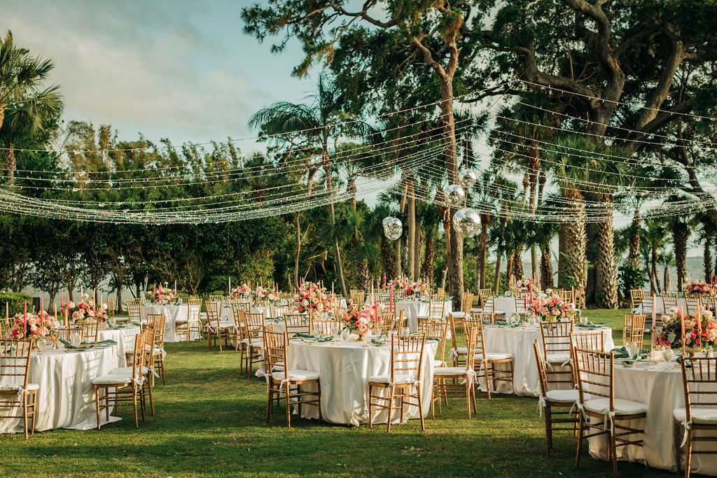 colorful wedding reception at Powel Crosley Estate by Precious Moments Events