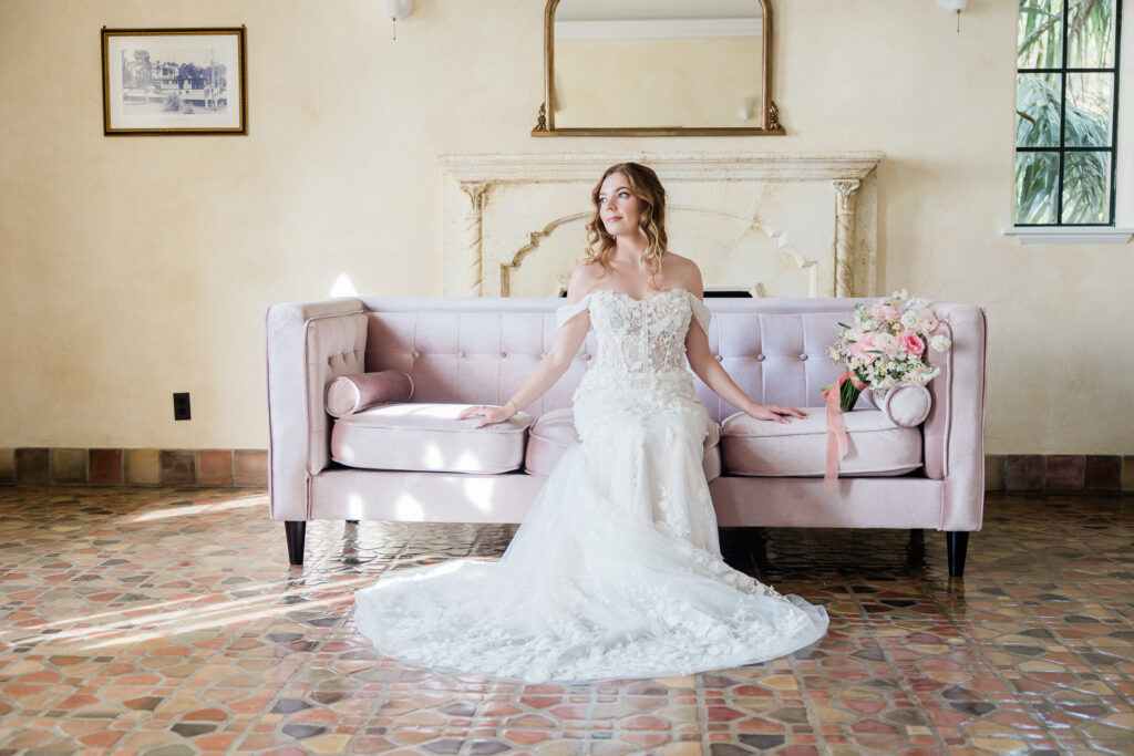 bride posing indoors at Powel Crosley Estate