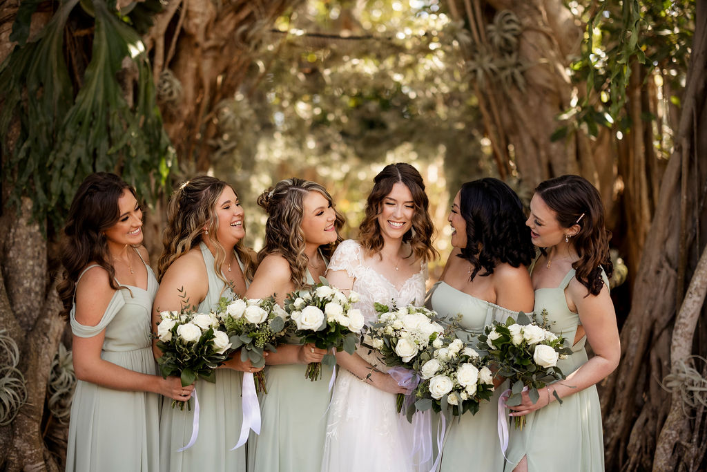 bridesmaids in sage dresses