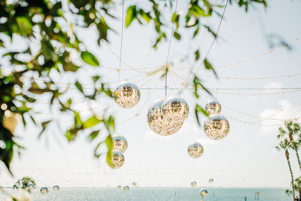 disco ball decorations at wedding