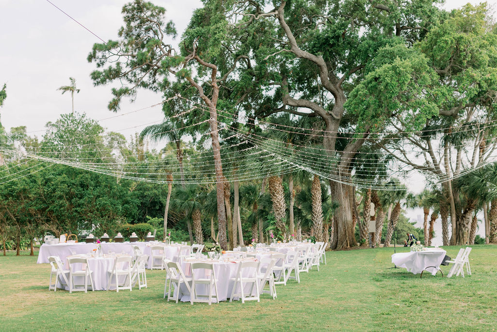 outdoor wedding reception at Powel Crosley Estate