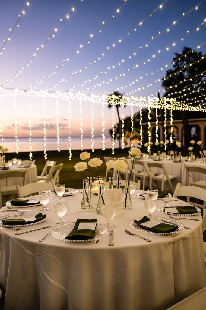 green and white reception reception at Powel Crosley Estate designed by Precious Moments Events