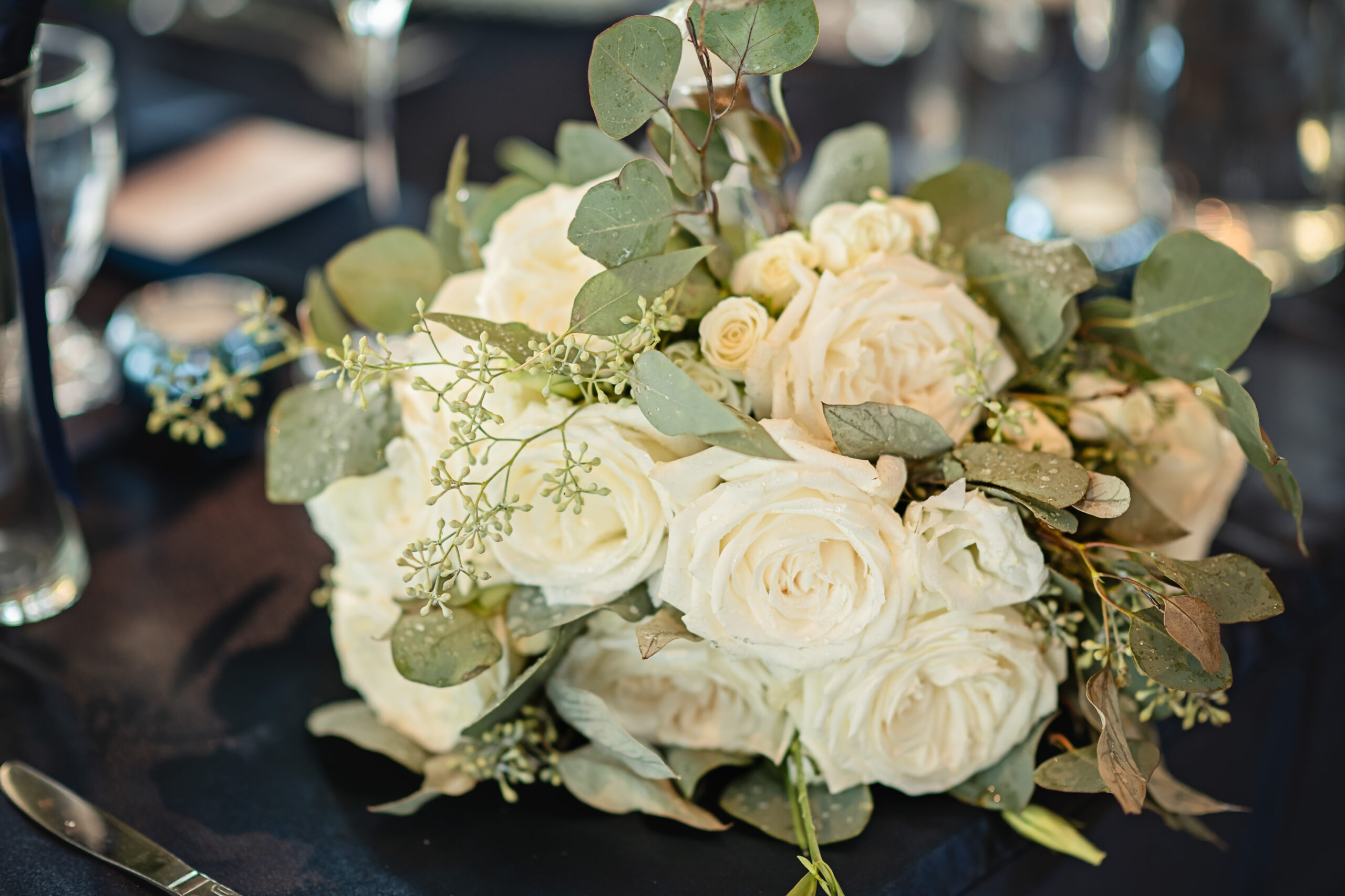 white rose wedding centerpieces