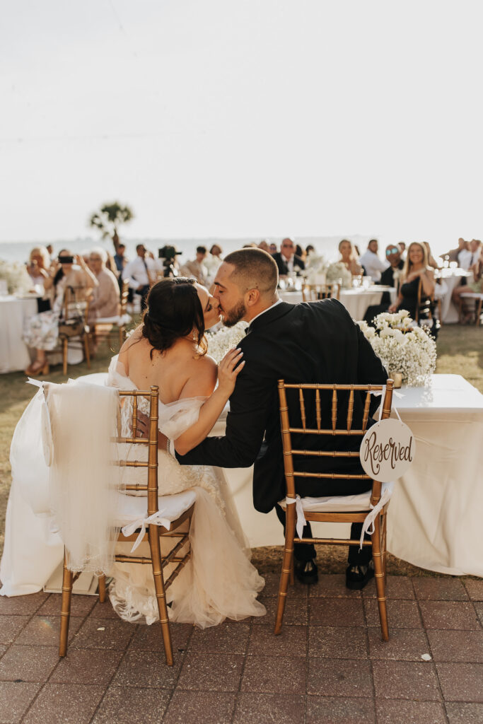 bride and groom at their sweetheart table