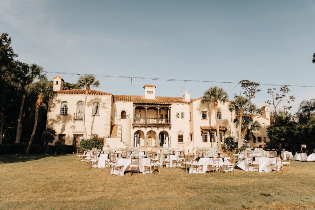 outdoor wedding reception at Powel Crosley Estate