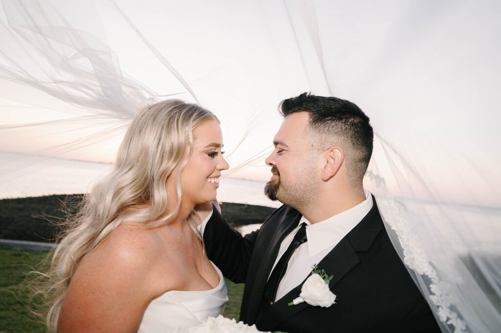 bride and groom sunset portraits