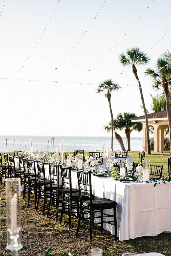 elegant black and white wedding reception at Powel Crosley Estate planned by Precious Moments Events