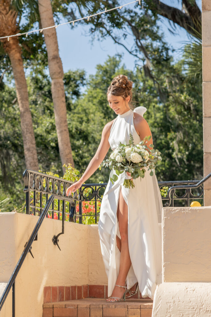 bride walking down the aisle at Powel Crosley Estate