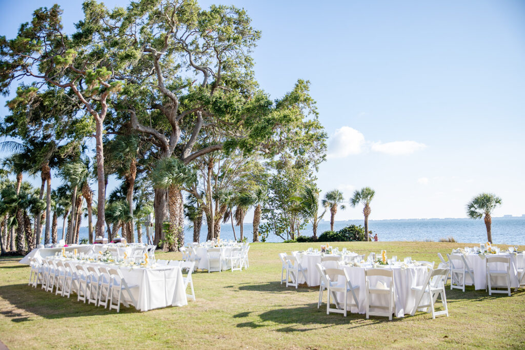 outdoor wedding reception at Powel Crosley Estate