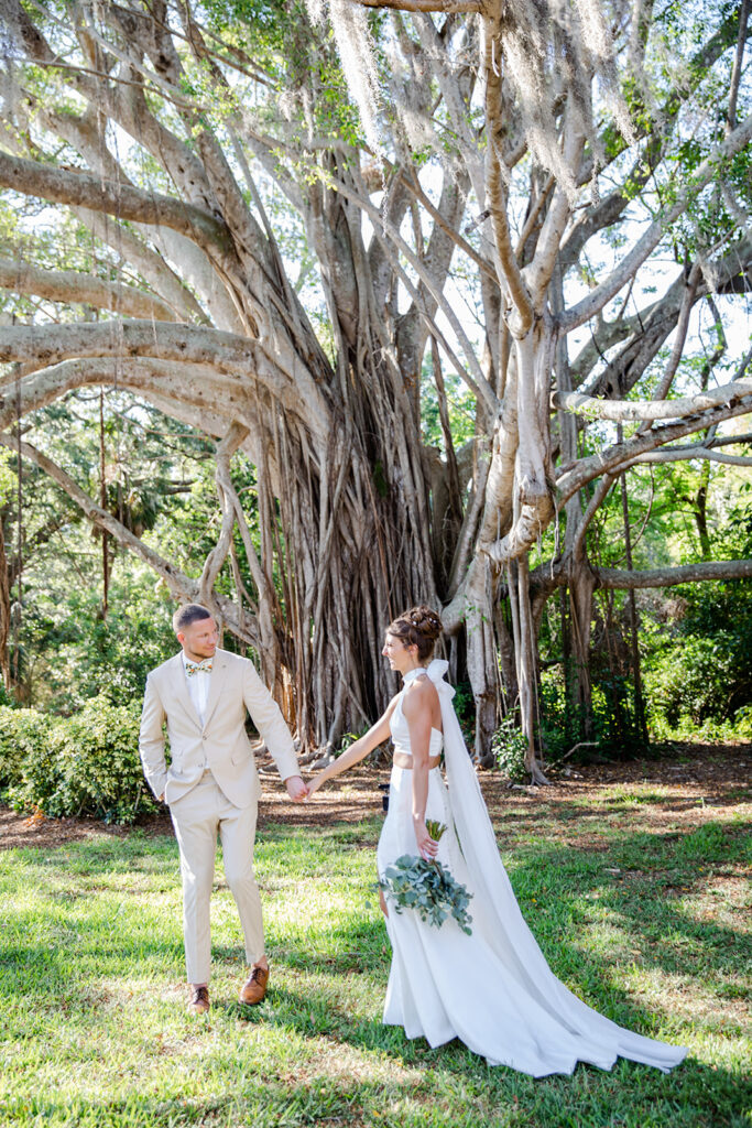 bride and groom outdoor portraits at Powel Crosley Estate