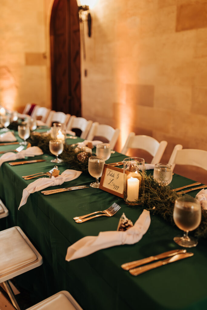 white and green Powel Crosley Estate wedding reception