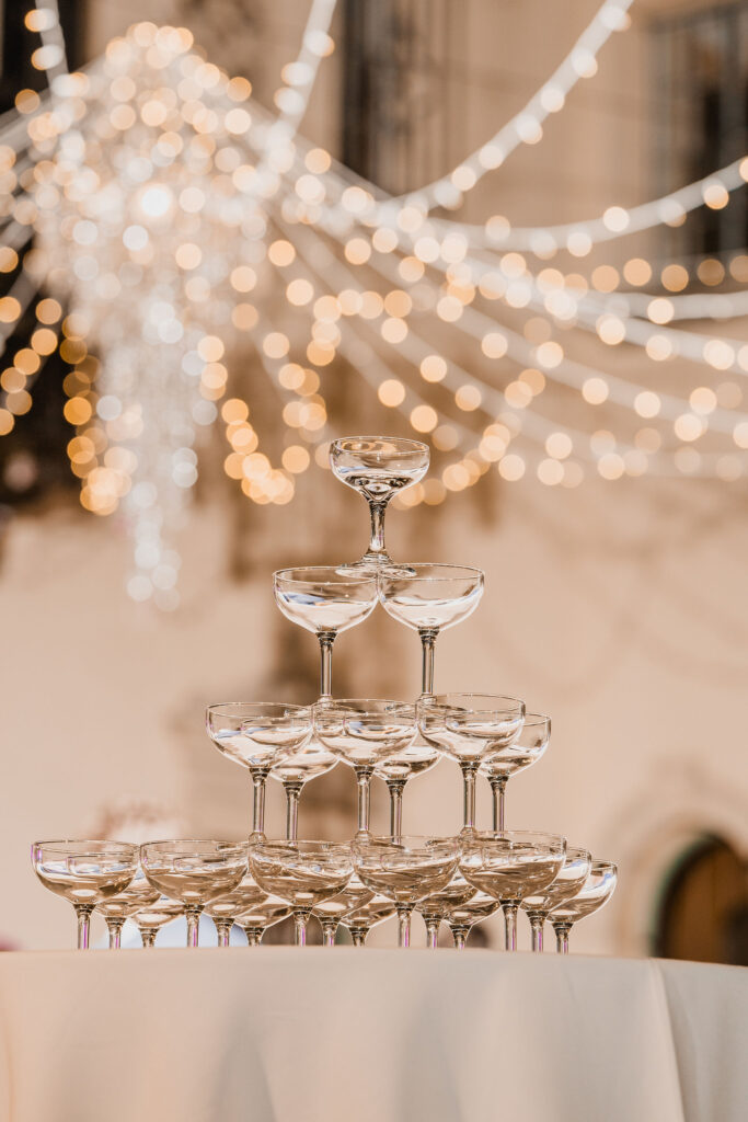 champagne glass tower