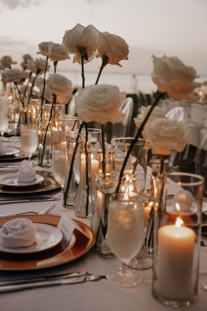 outdoor rose themed wedding reception by Precious Moments Events