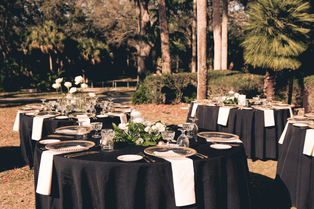 outdoor wedding reception at Powel Crosley Estate