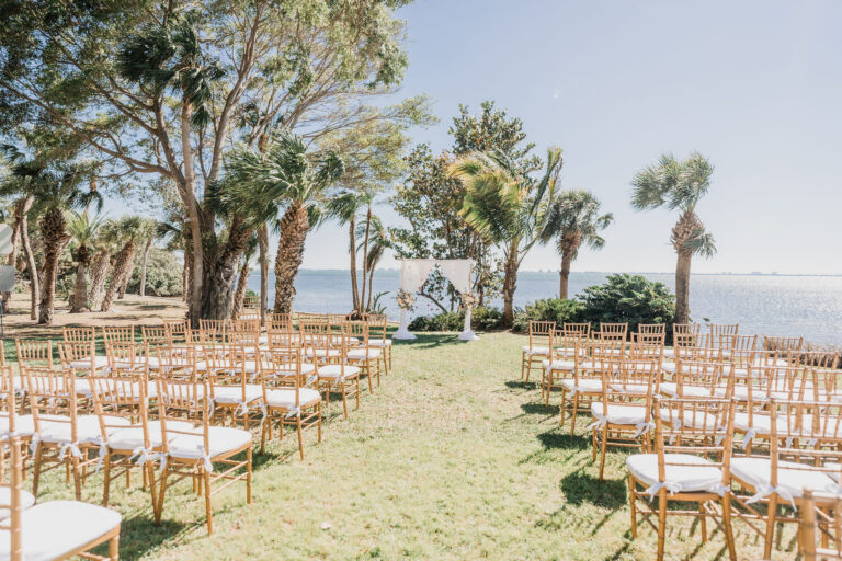 wedding ceremony under palm trees in Florida