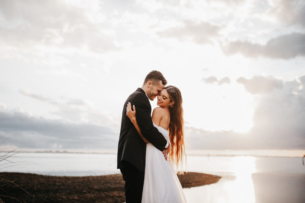 bride and groom portraits by the Florida Coast