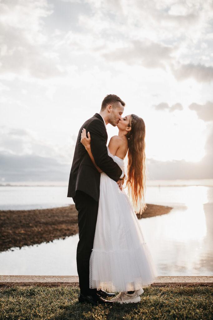 bride and groom portraits on Powel Crosley Estate grounds