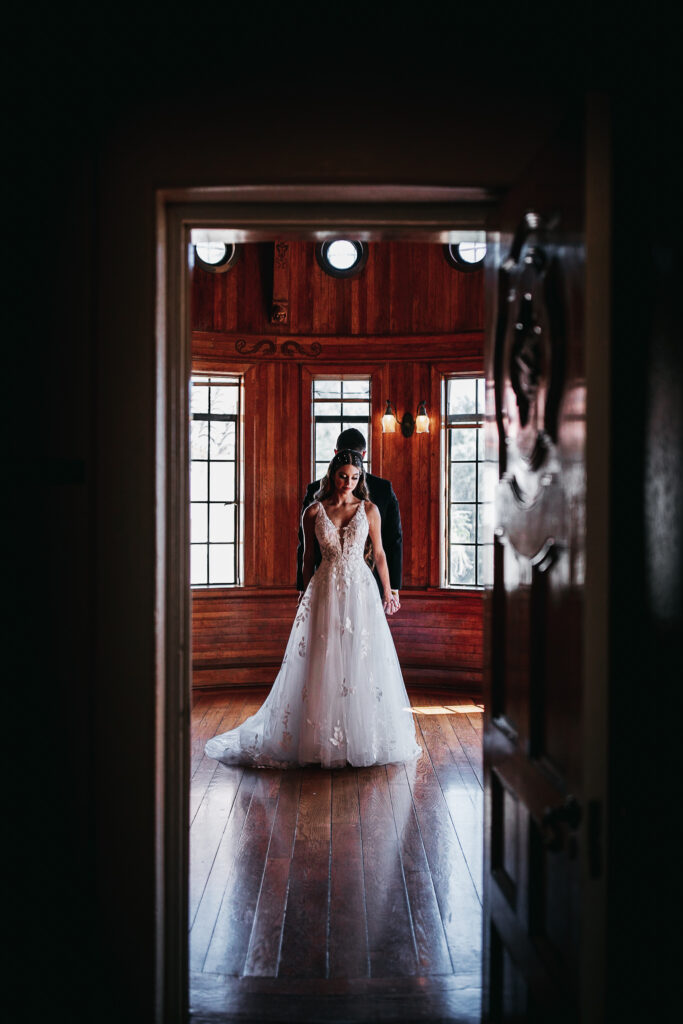 bride and groom portraits at Powel Crosley Estate