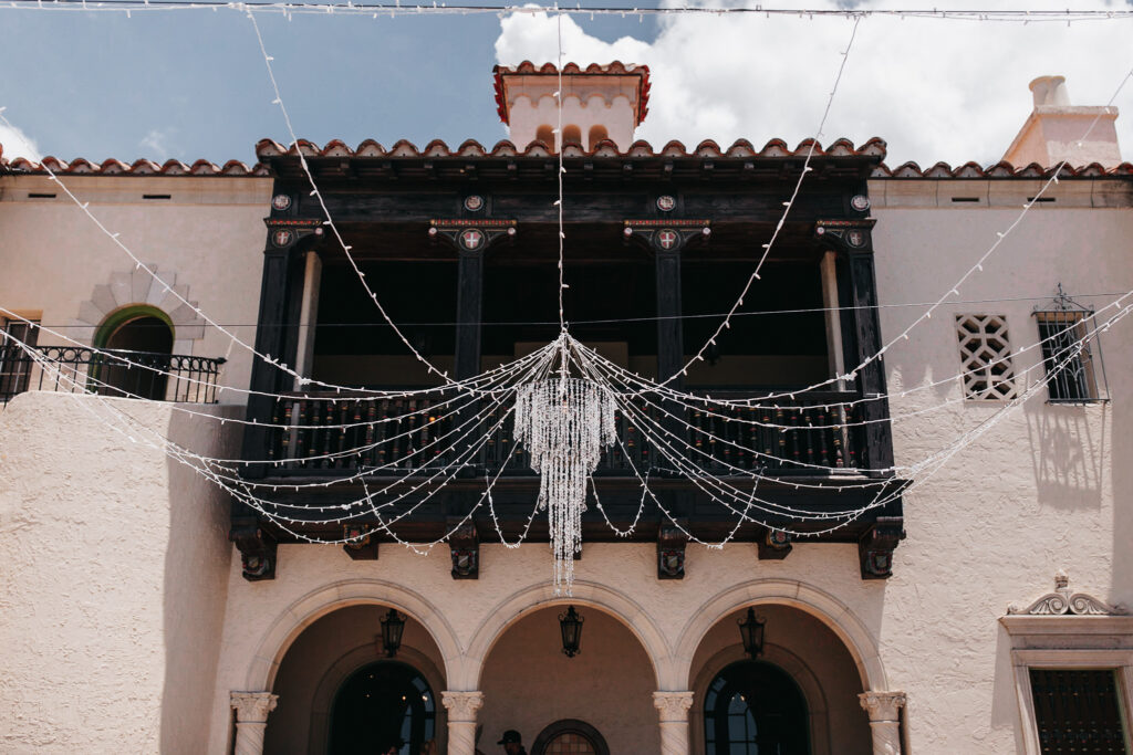 chandelier at Powel Crosley Estate wedding ceremony