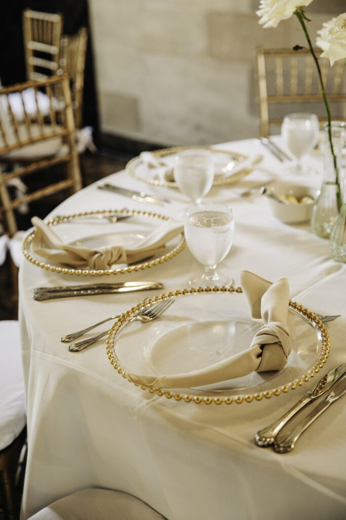 wedding table settings with gold details