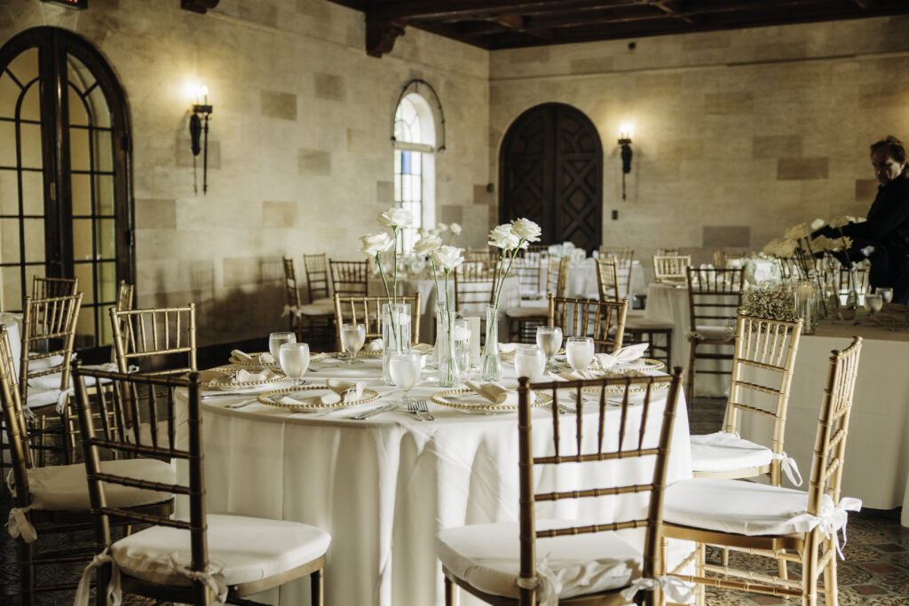 indoor wedding reception at Powel Crosley Estate