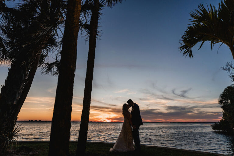 bride and groom sunset portraits