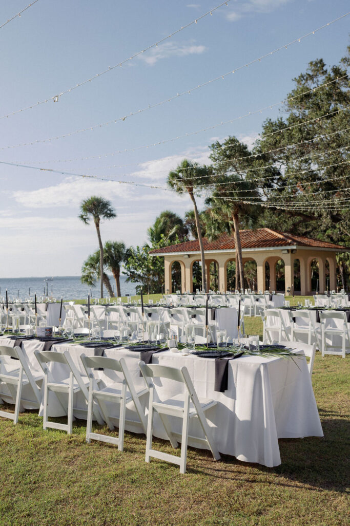 black and white wedding reception by Precious Moments Events at Powel Crosley Estate