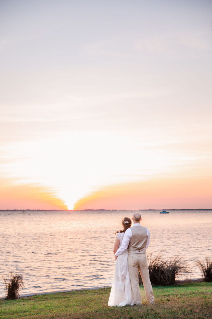 sunset wedding portraits by Florida coast