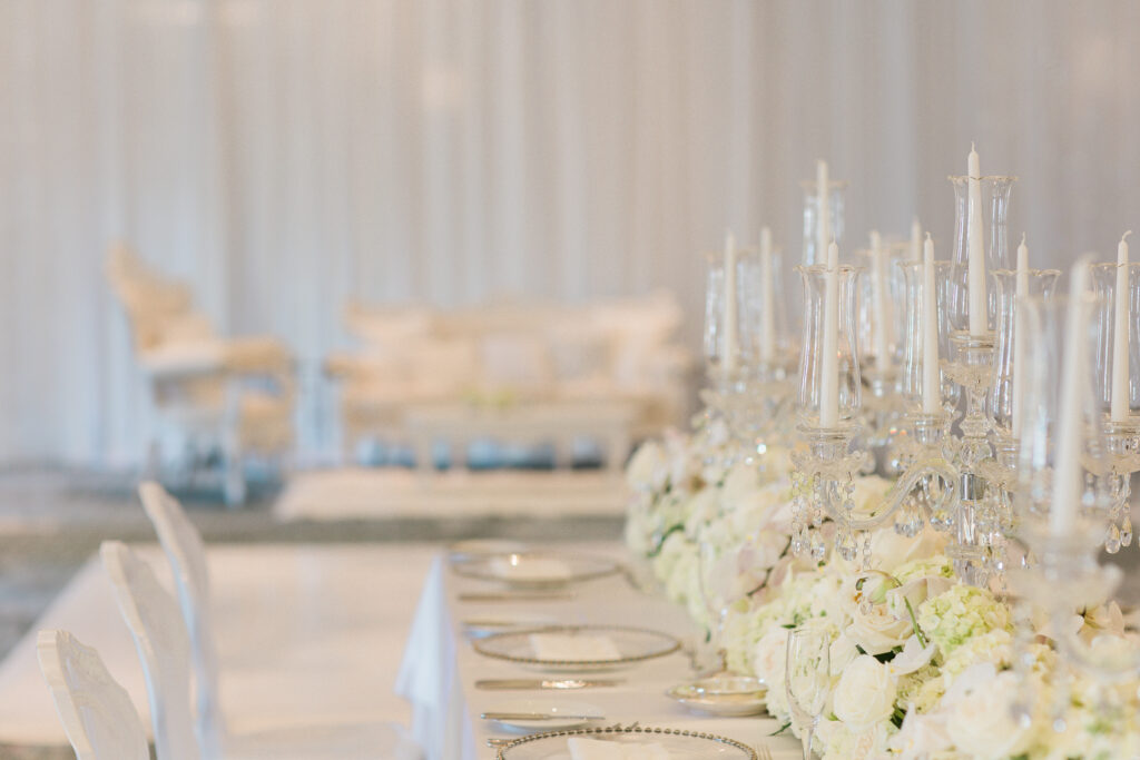 elegant white tablescape at Ritz Sarasota wedding