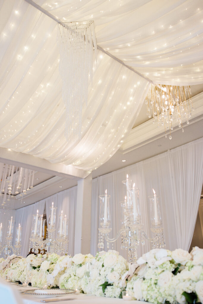 draped fabric ceiling at Ritz Sarasota wedding