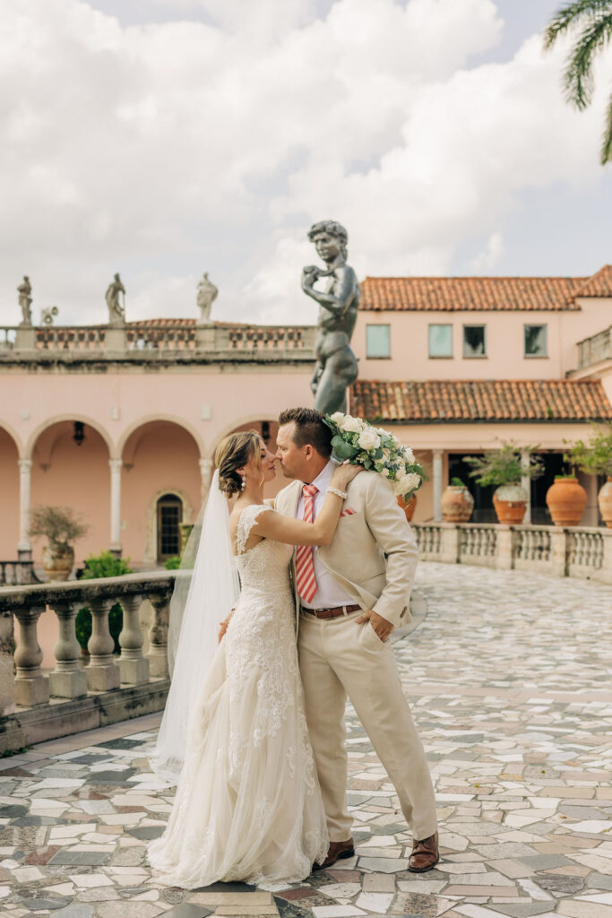 bride and groom portraits at Ringling Courtyard